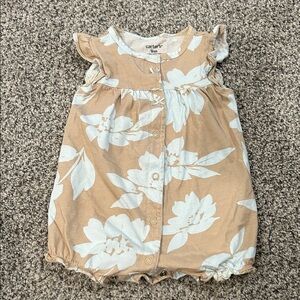 Baby Girl Carter's Tan and White Floral Romper